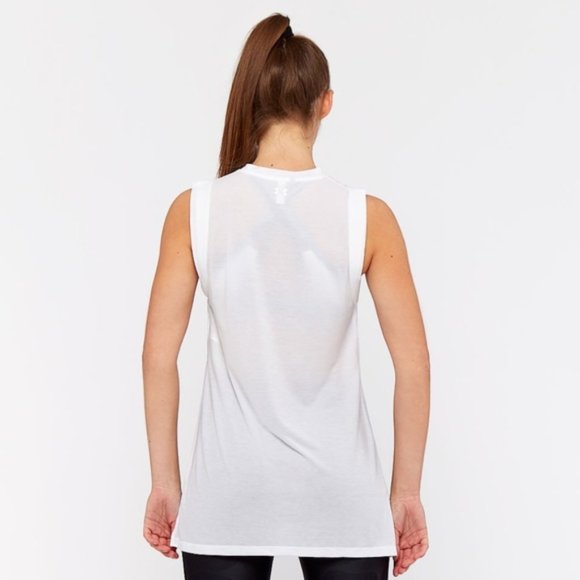 Under Armour sleeveless athletic top w/ high side slits Size- L Color- White - Picture 2 of 9